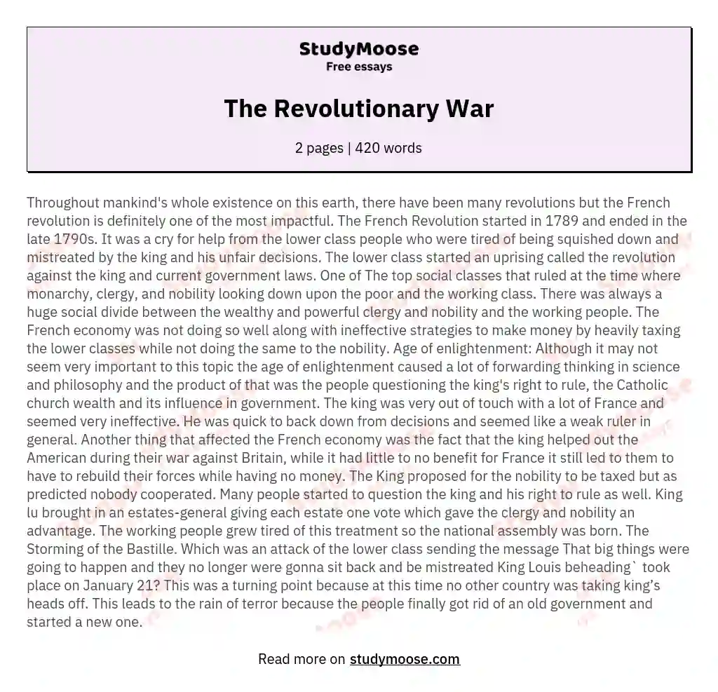 The Revolutionary War essay