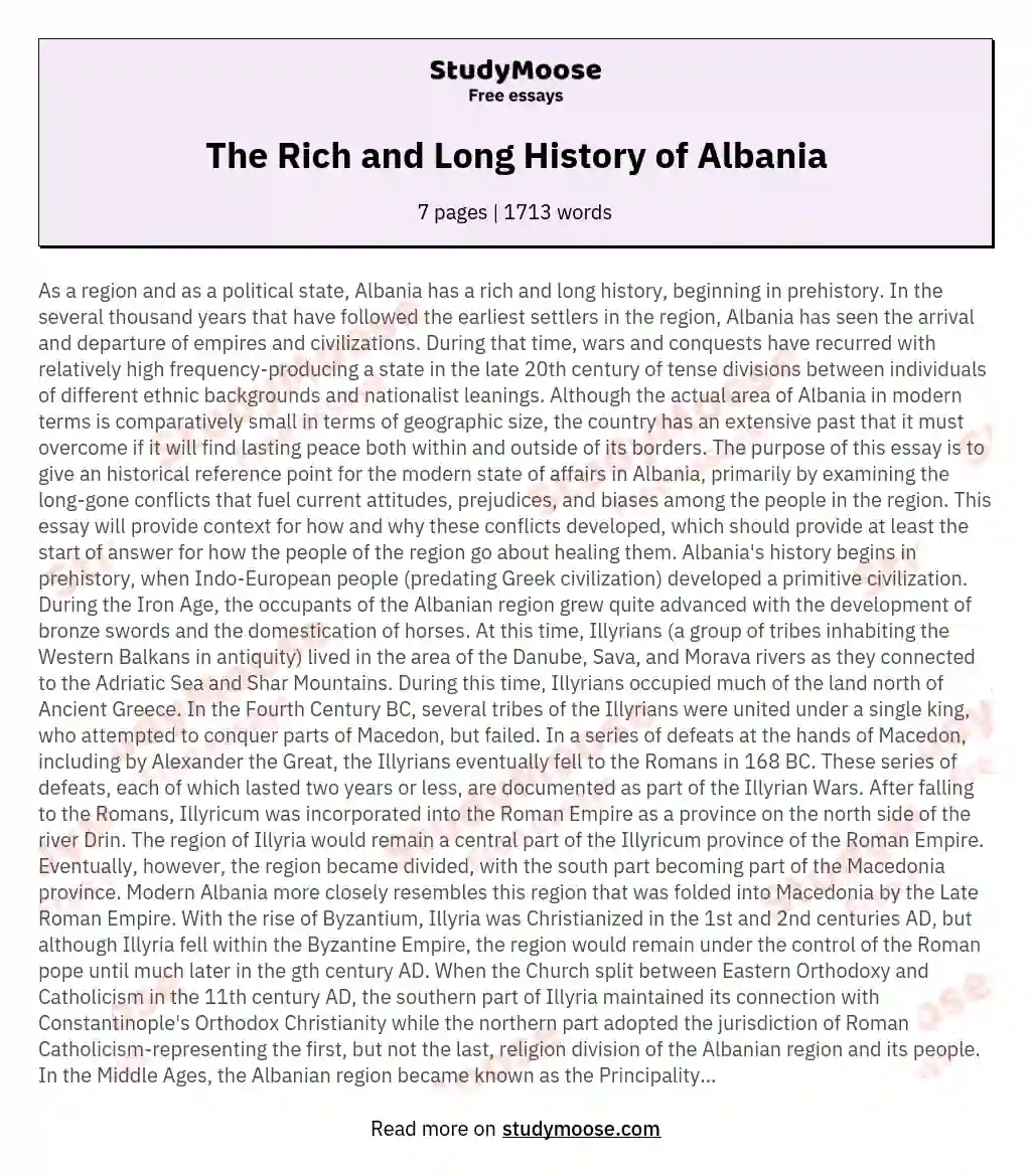 The Rich and Long History of Albania essay