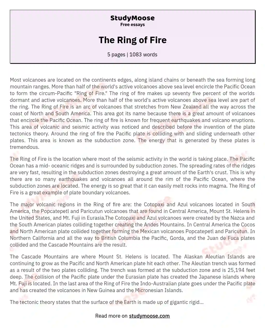 The Ring of Fire essay