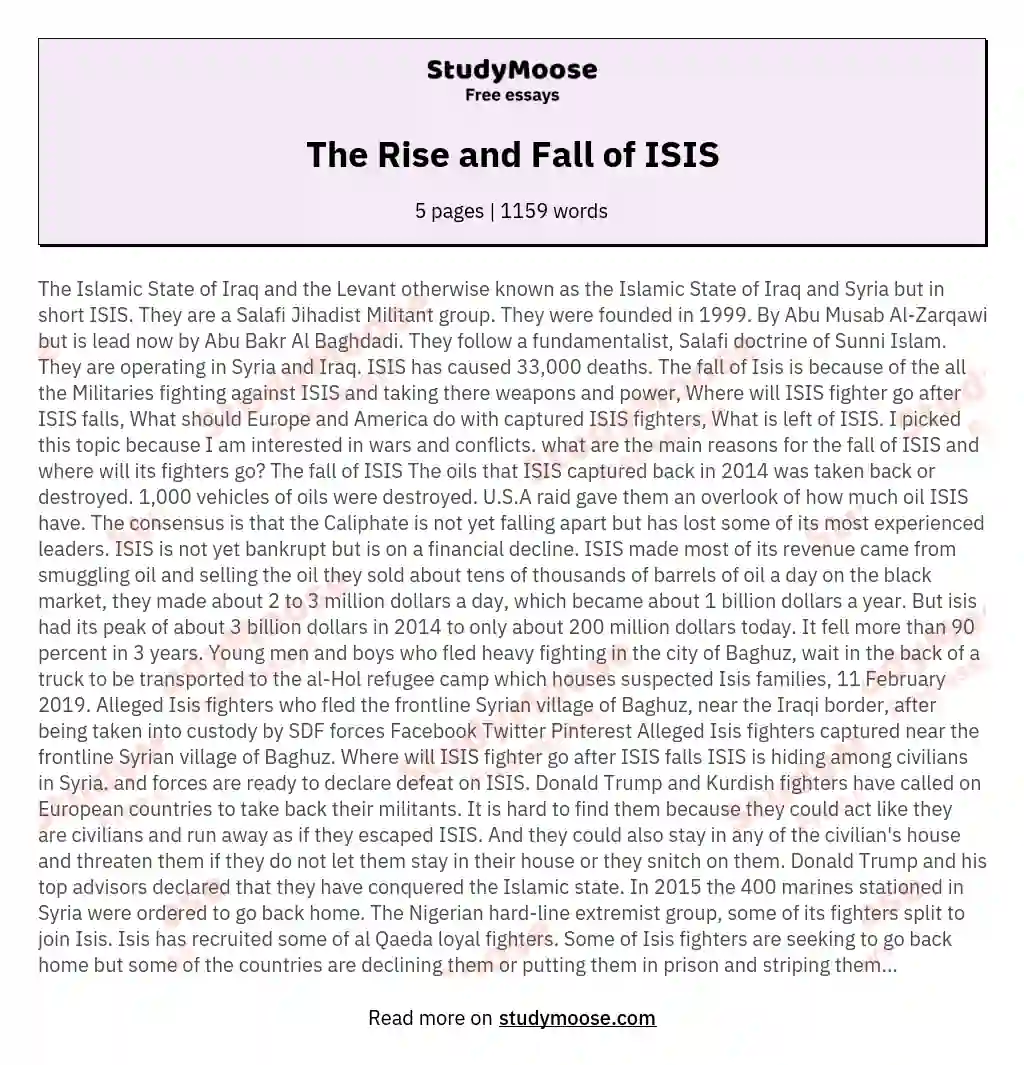 The Rise and Fall of ISIS essay