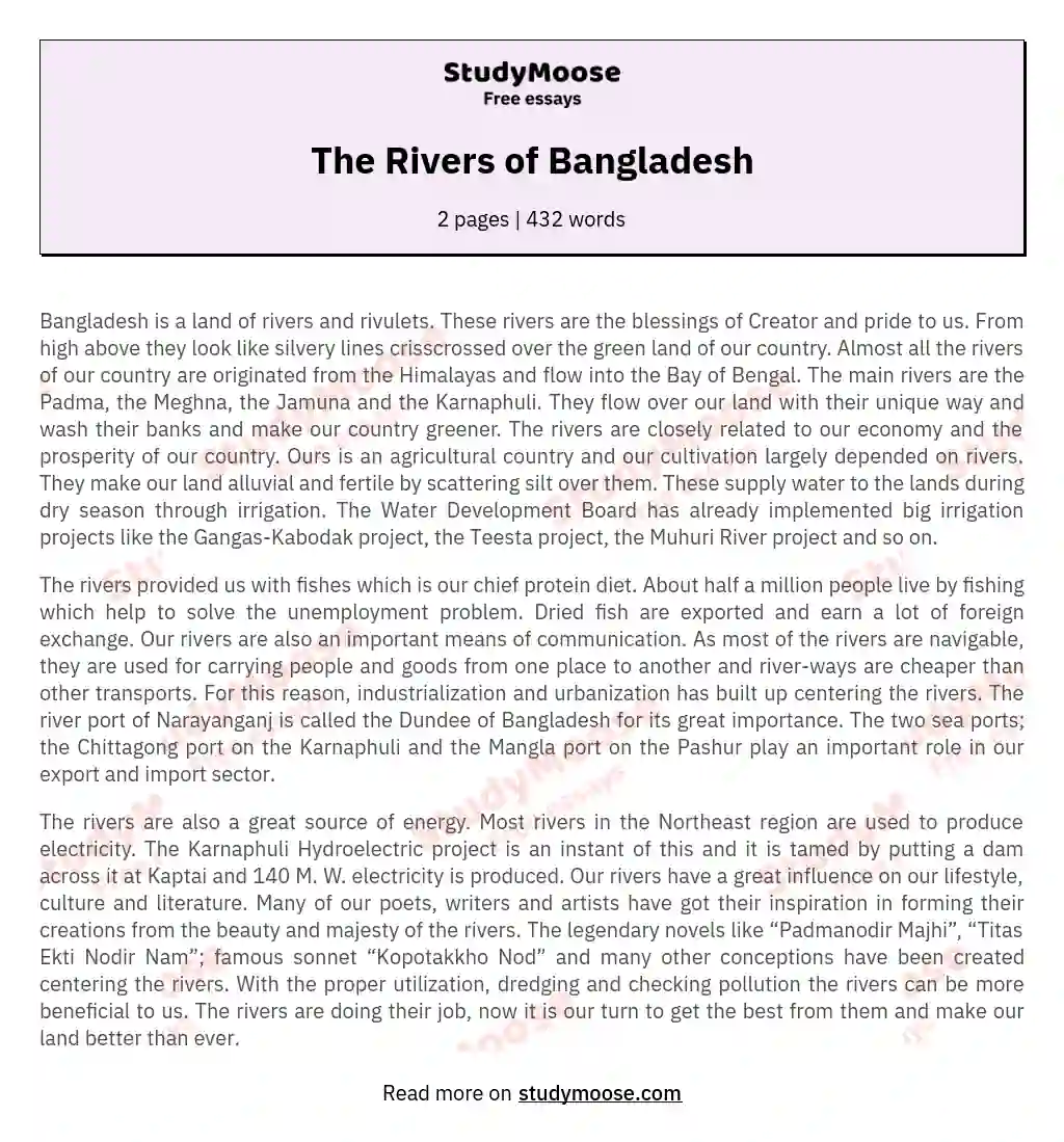 The Rivers of Bangladesh essay