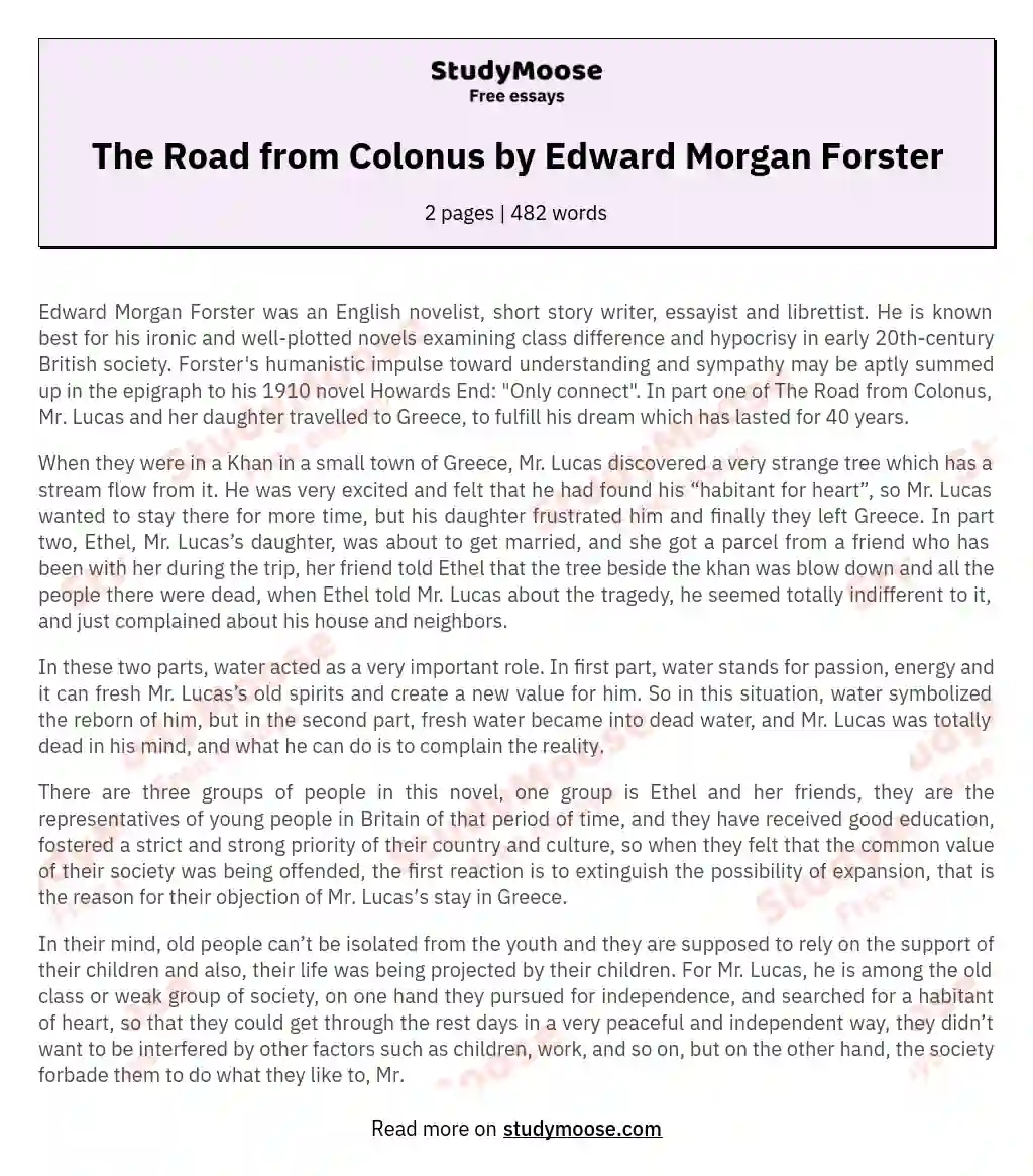 The Road from Colonus by Edward Morgan Forster