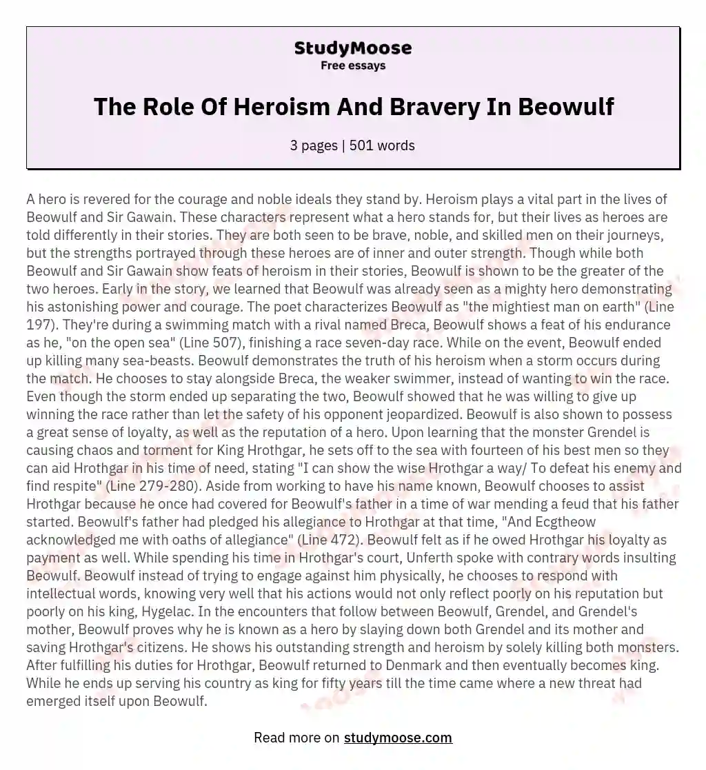 The Role Of Heroism And Bravery In Beowulf