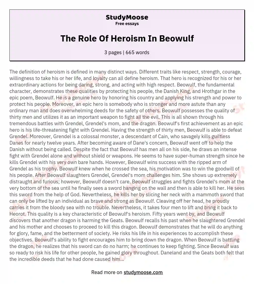 The Role Of Heroism In Beowulf