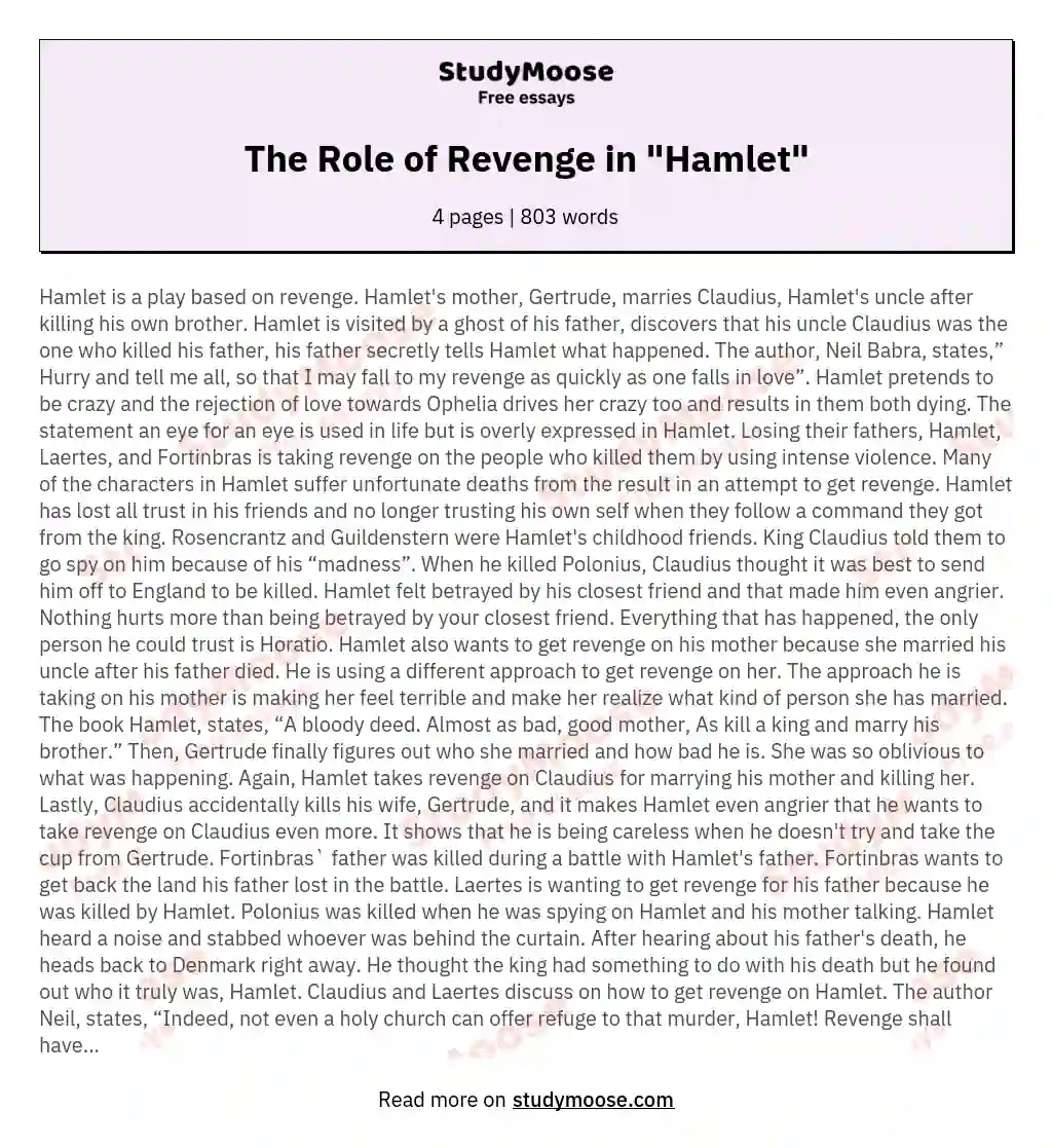 hamlet revenge thesis