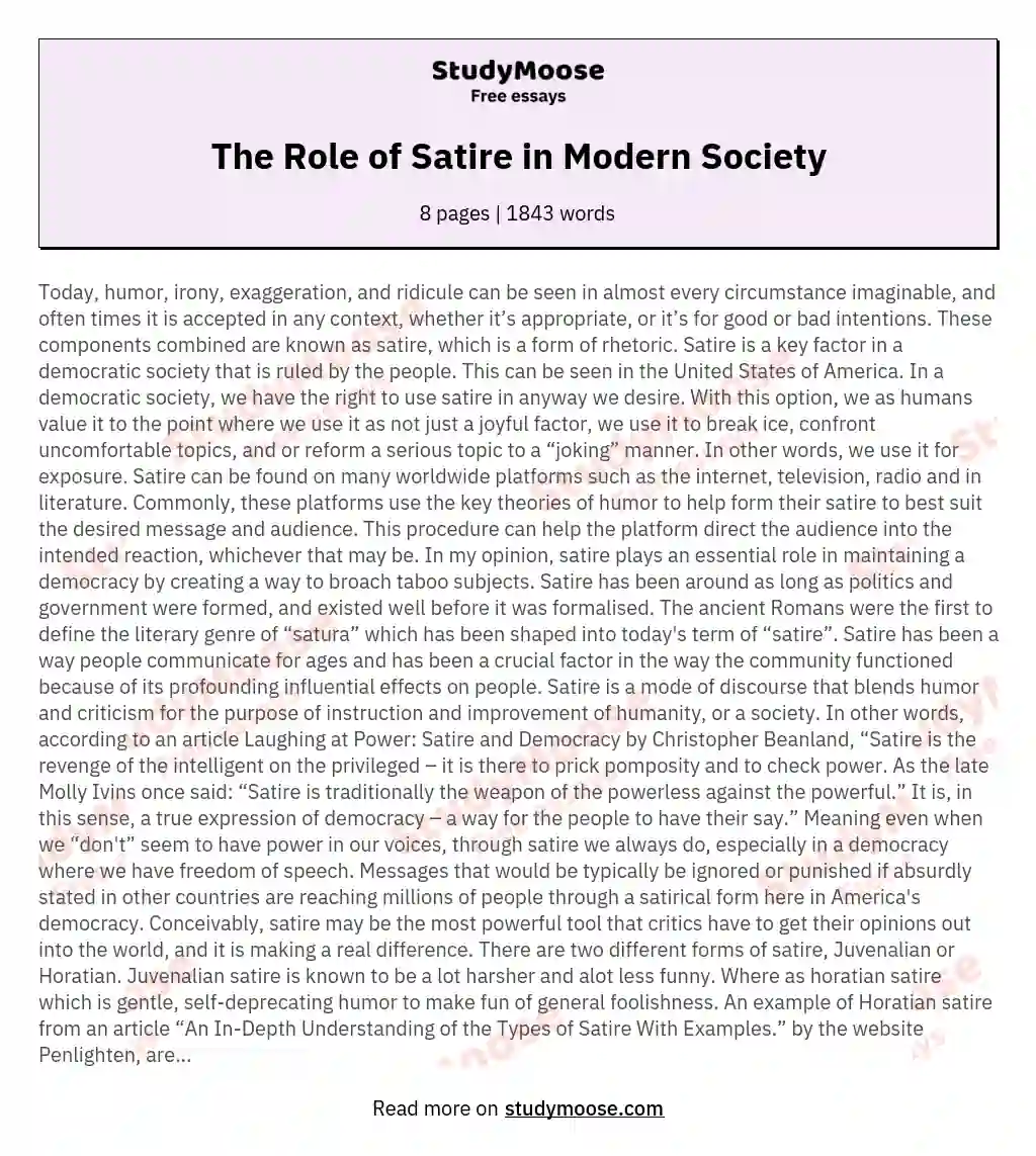 The Role of Satire in Modern Society