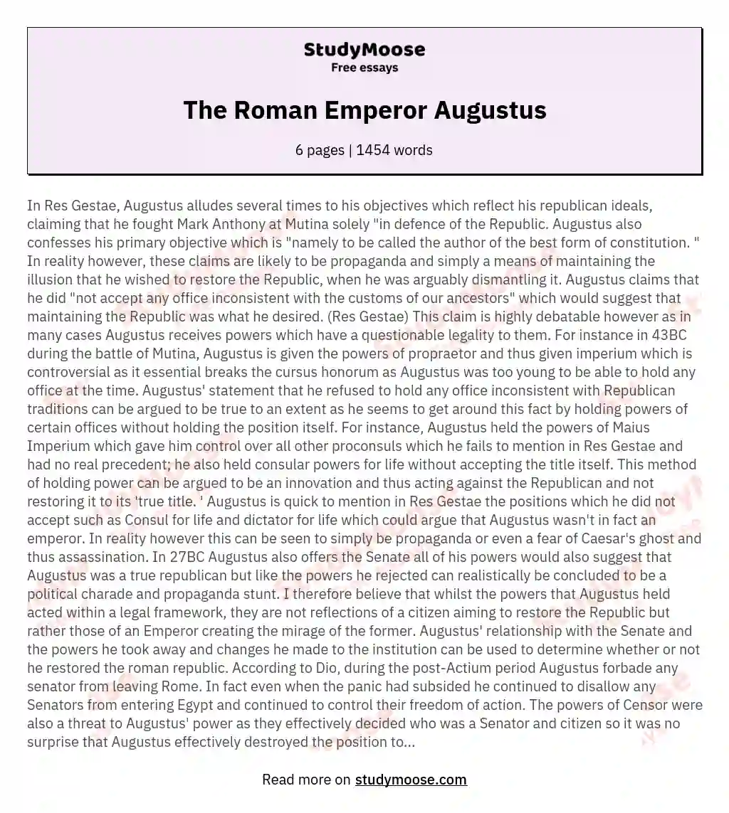 The Roman Emperor Augustus