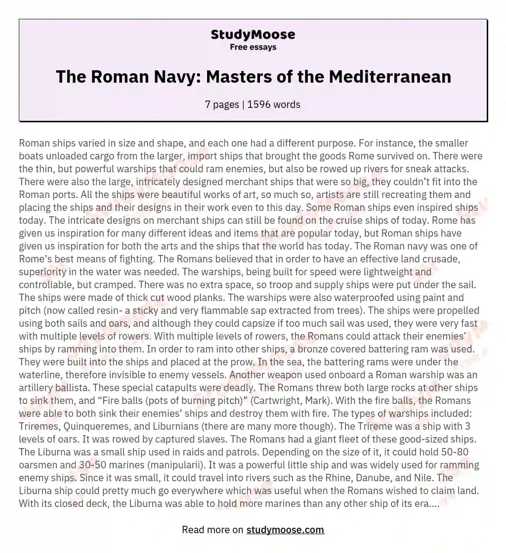 The Roman Navy: Masters of the Mediterranean essay