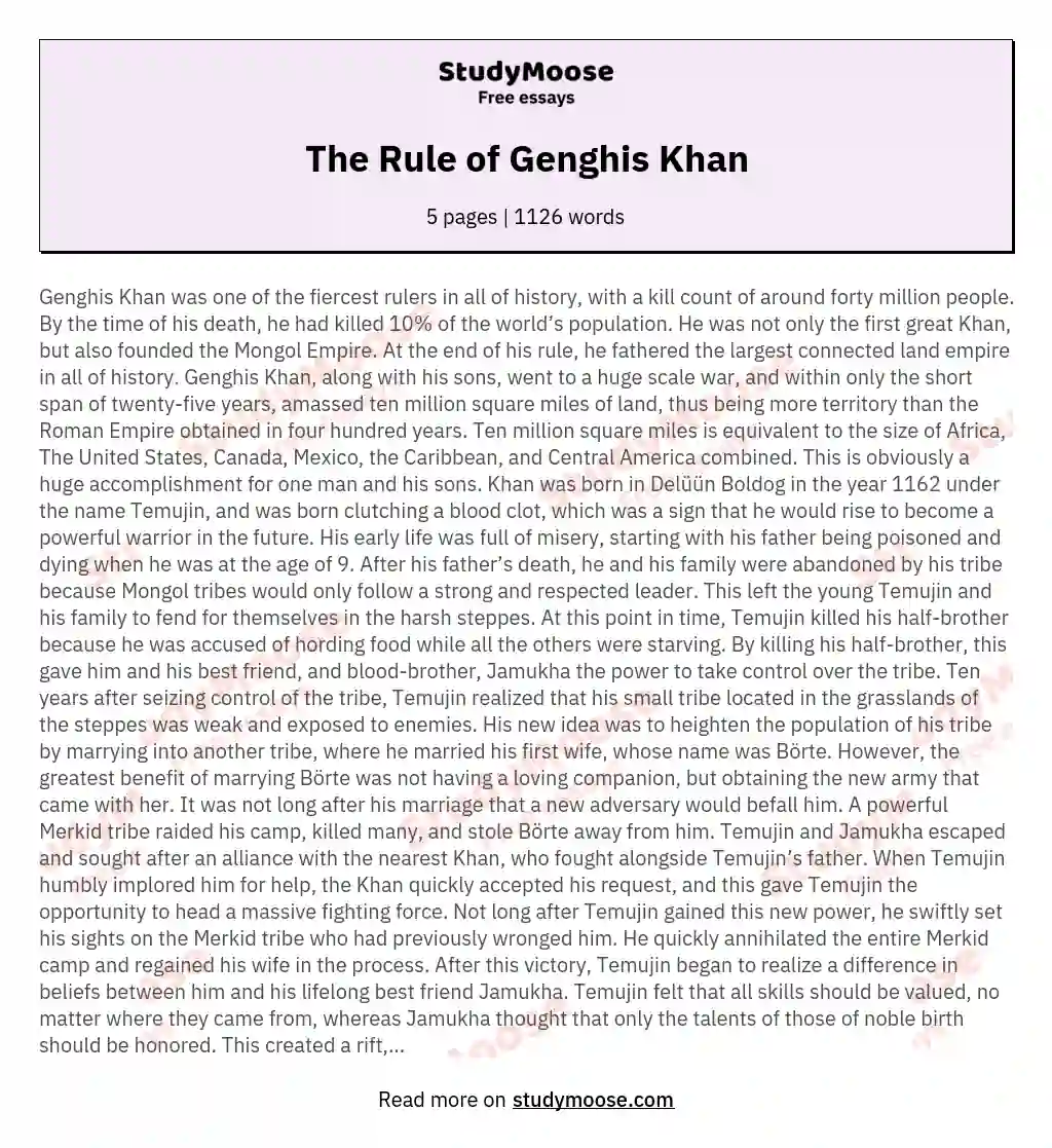 The Rule of Genghis Khan essay