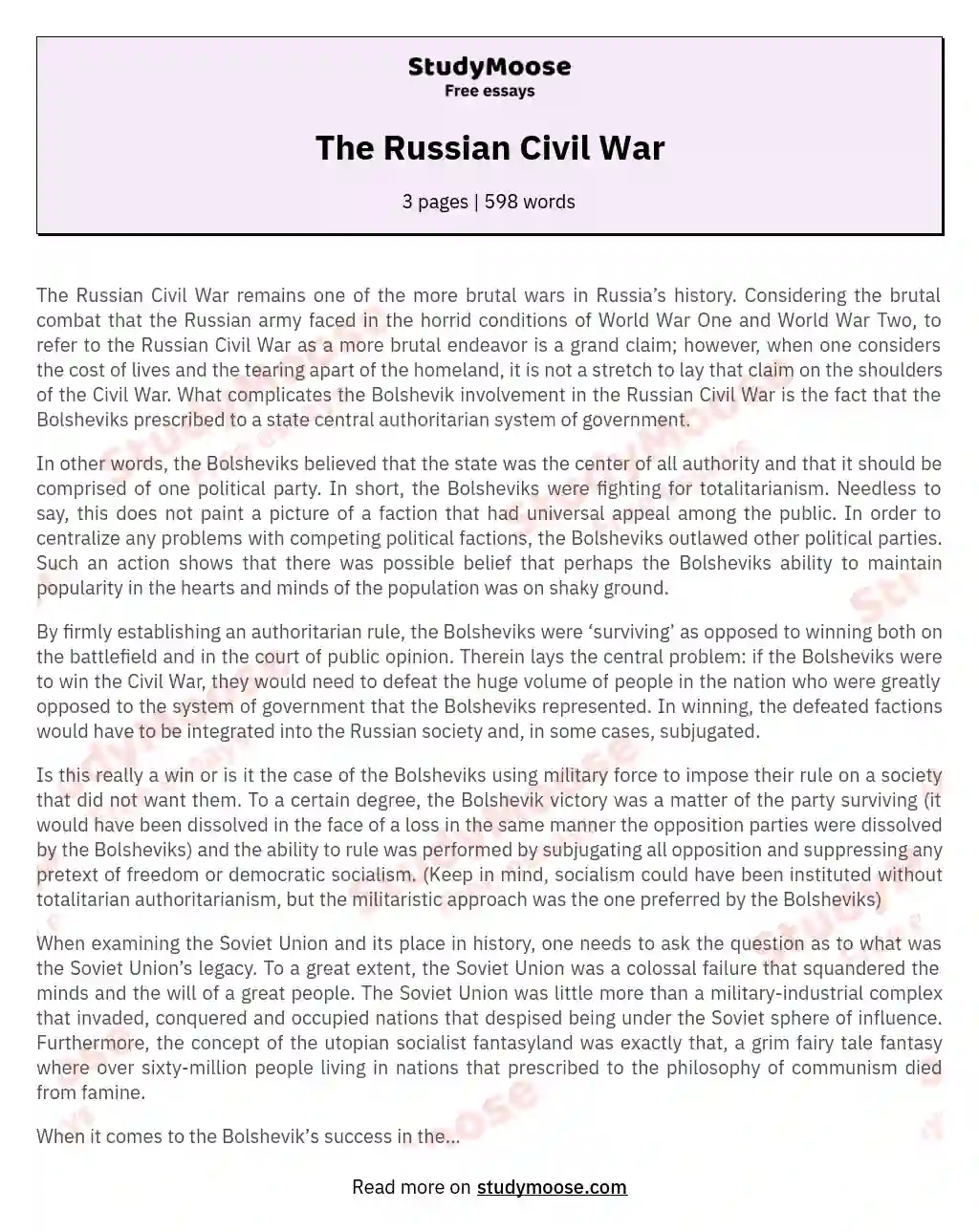 The Russian Civil War essay