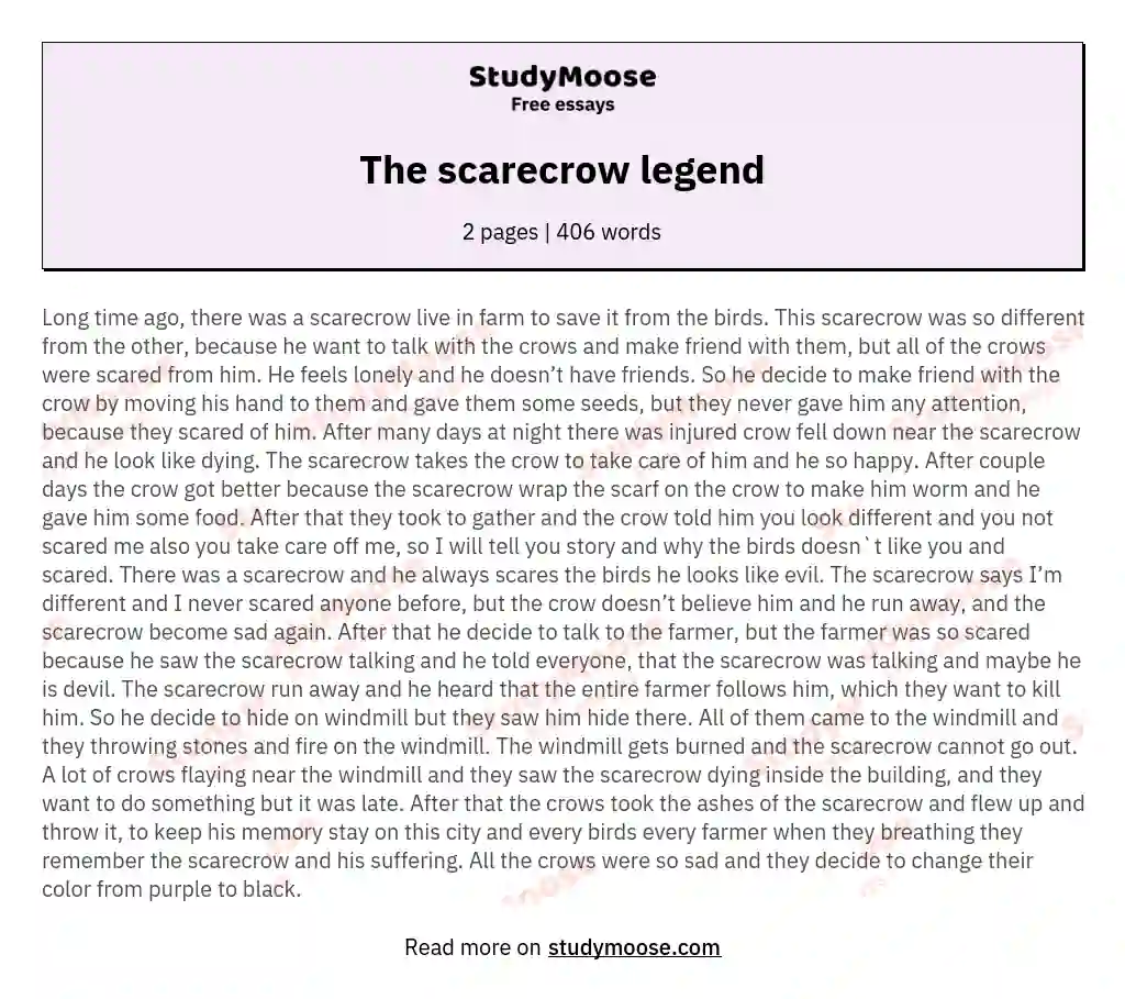 The scarecrow legend essay