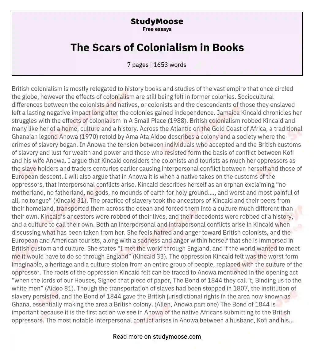 The Scars of Colonialism in Books essay