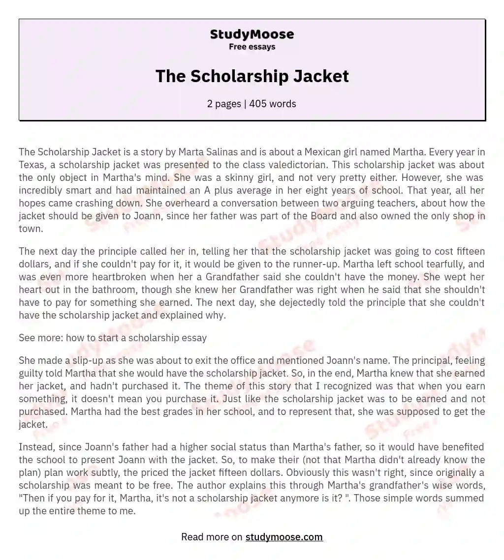 The Scholarship Jacket essay