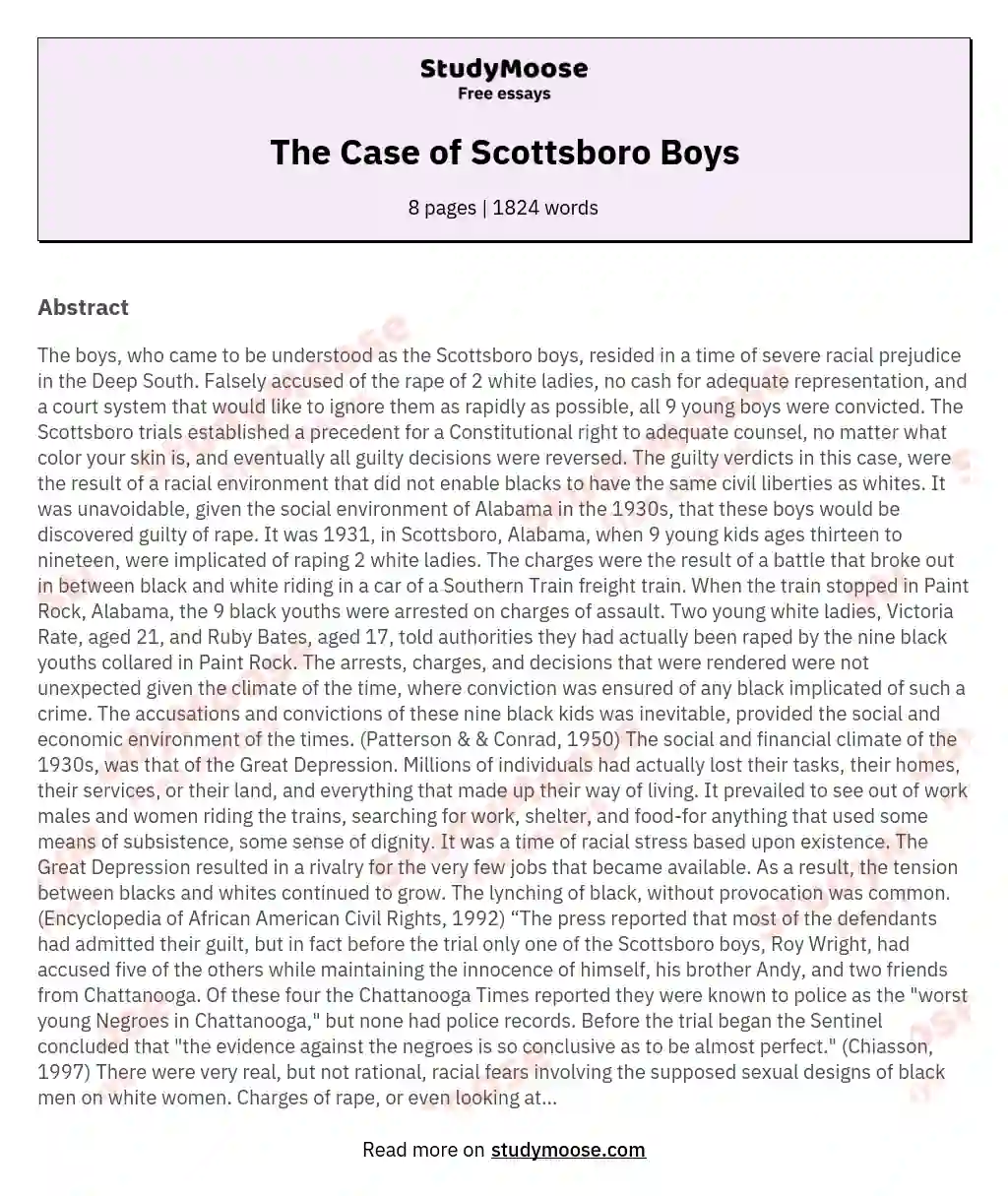 The Case of Scottsboro Boys essay
