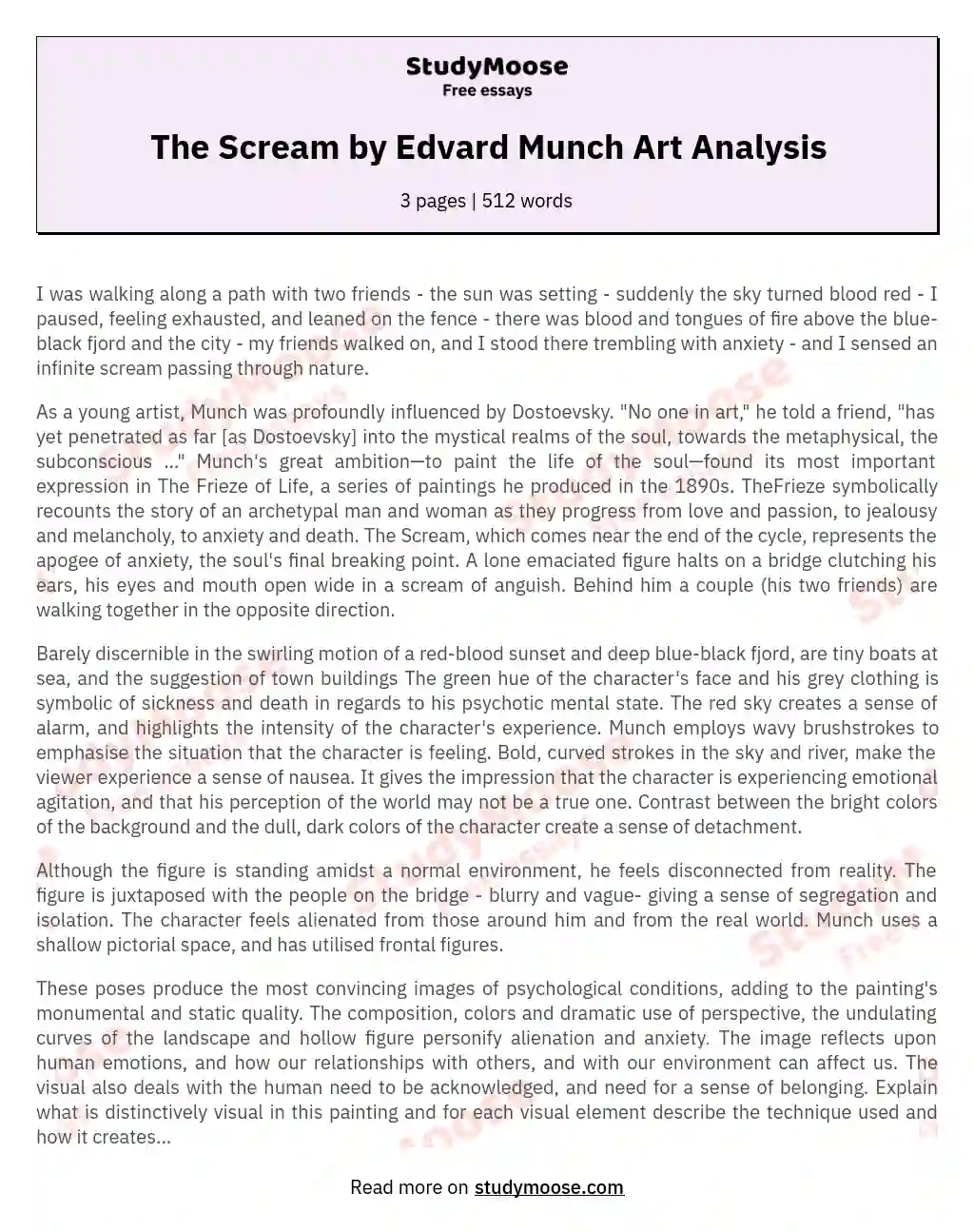 The Scream by Edvard Munch Art Analysis