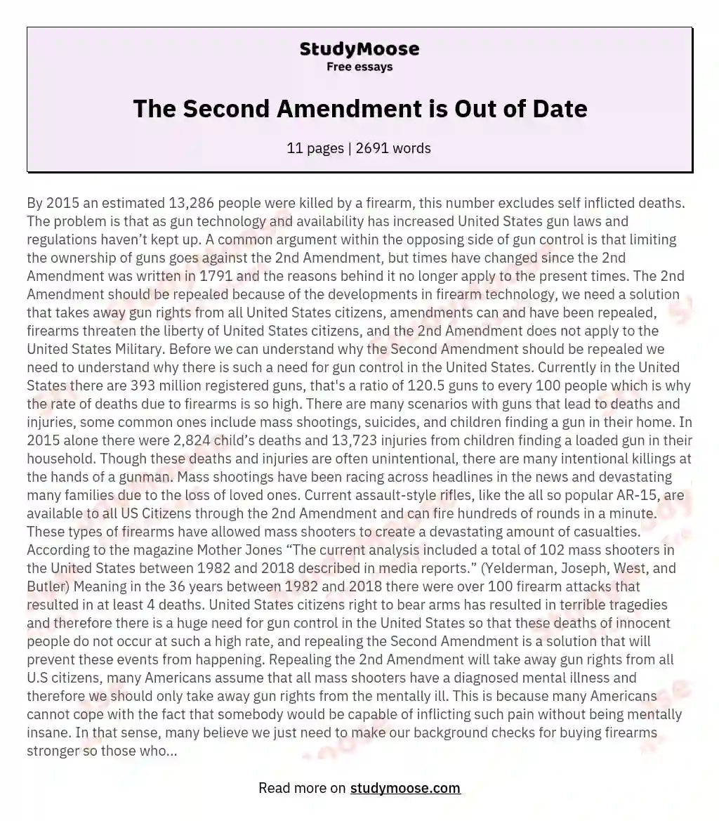 The Second Amendment is Out of Date
