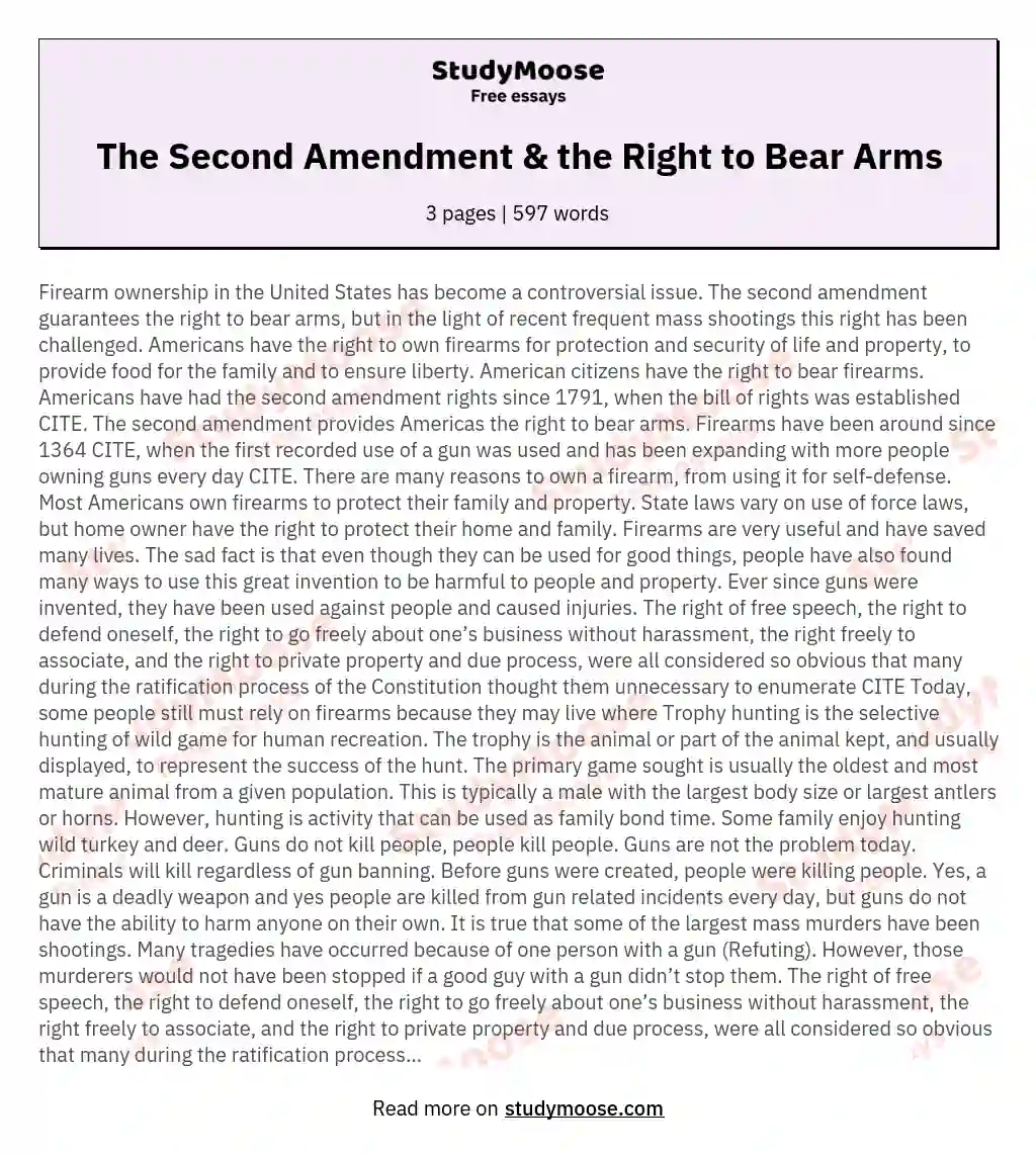 The Second Amendment & the Right to Bear Arms