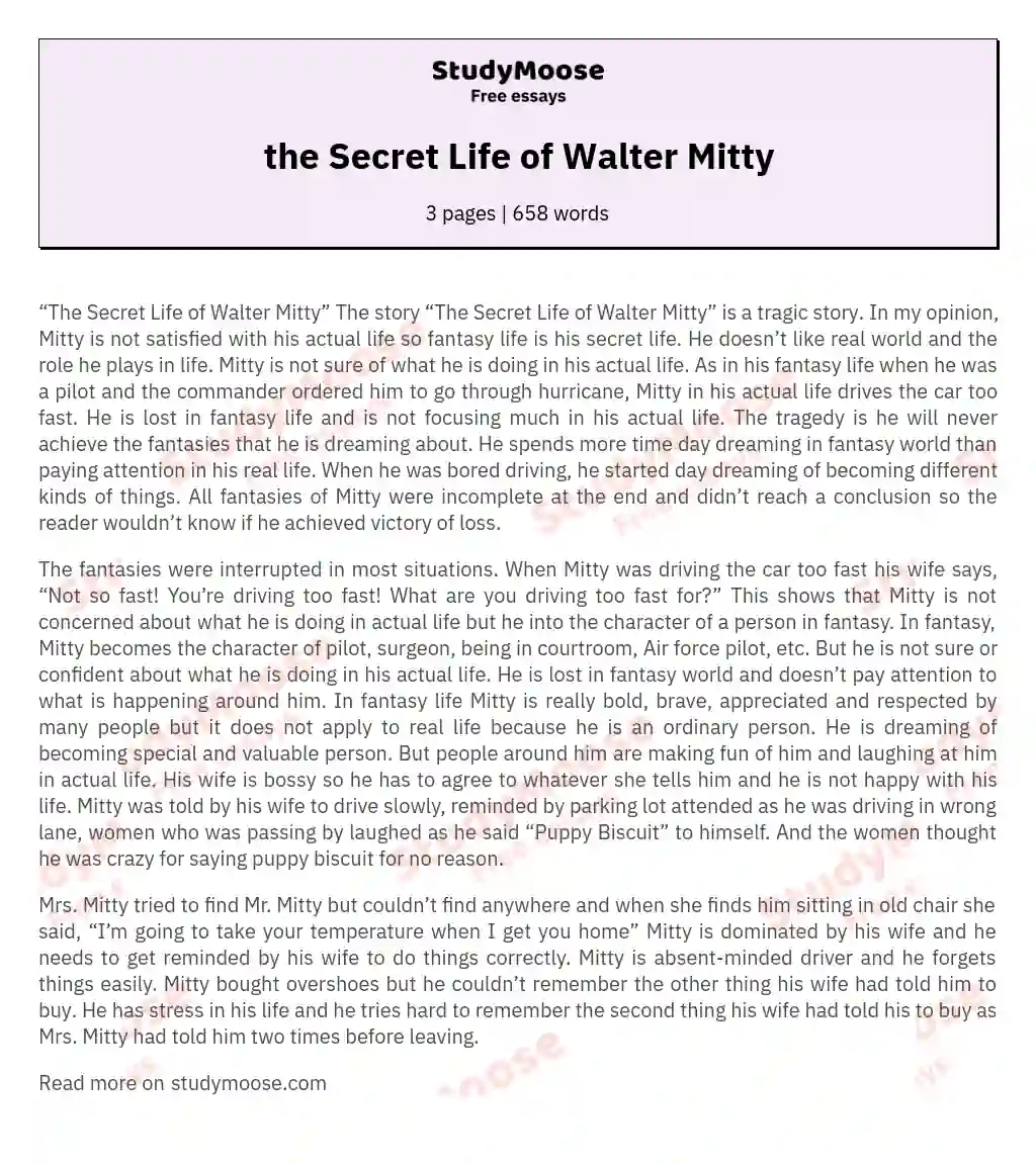 the Secret Life of Walter Mitty