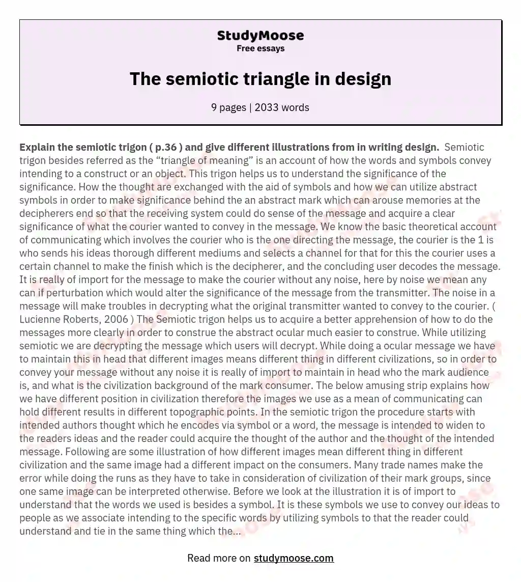 The semiotic triangle in design essay