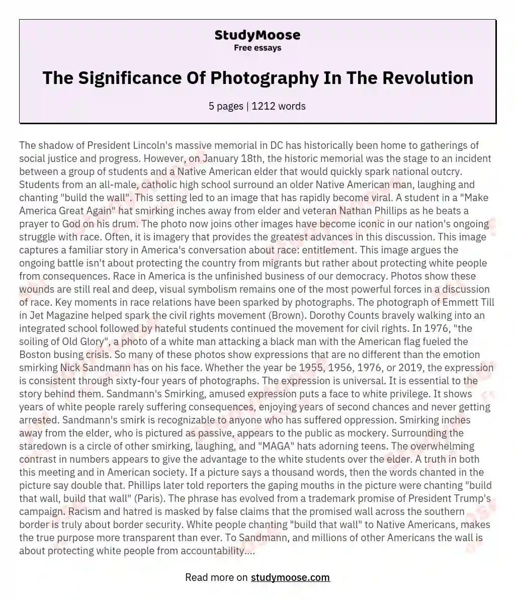 The Significance Of Photography In The Revolution essay