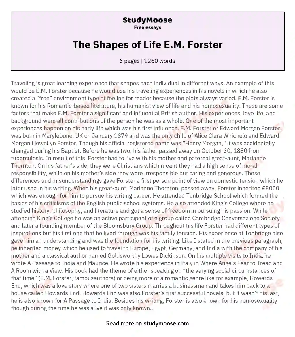 The Shapes of Life E.M. Forster essay