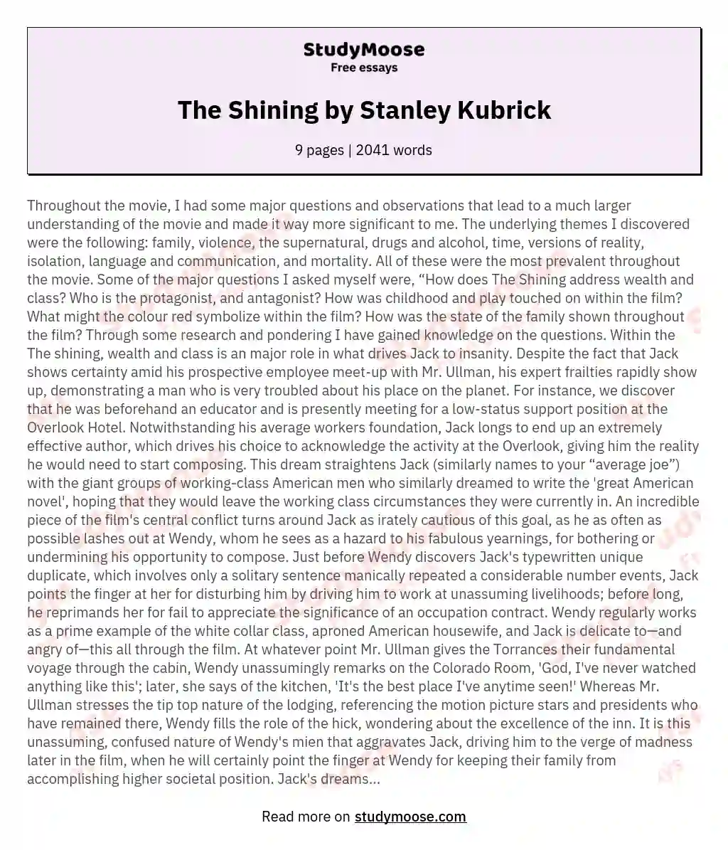 The Shining by Stanley Kubrick