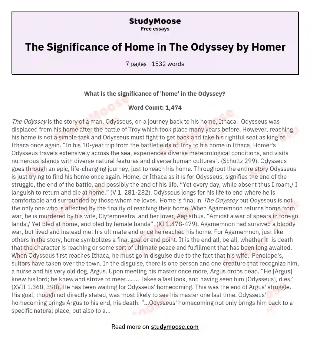 The Significance of Home in Homer's "The Odyssey" essay