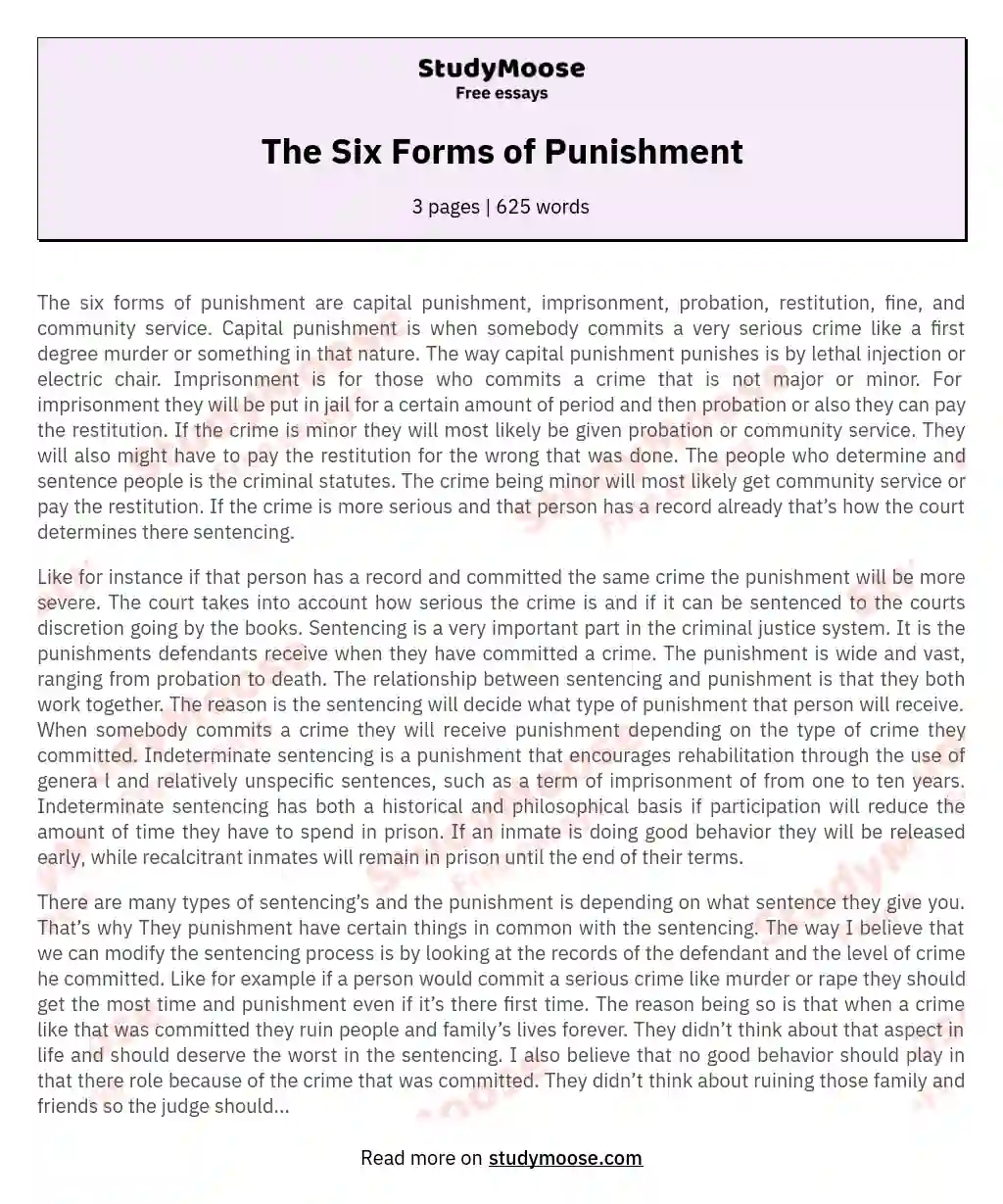 The Six Forms of Punishment essay