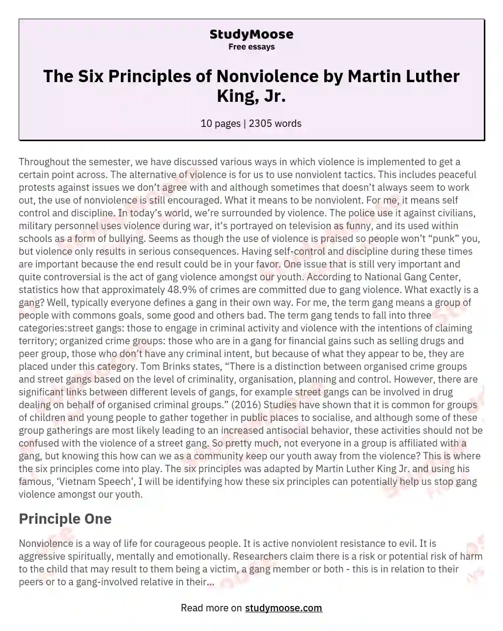 The Six Principles of Nonviolence by Martin Luther King, Jr.