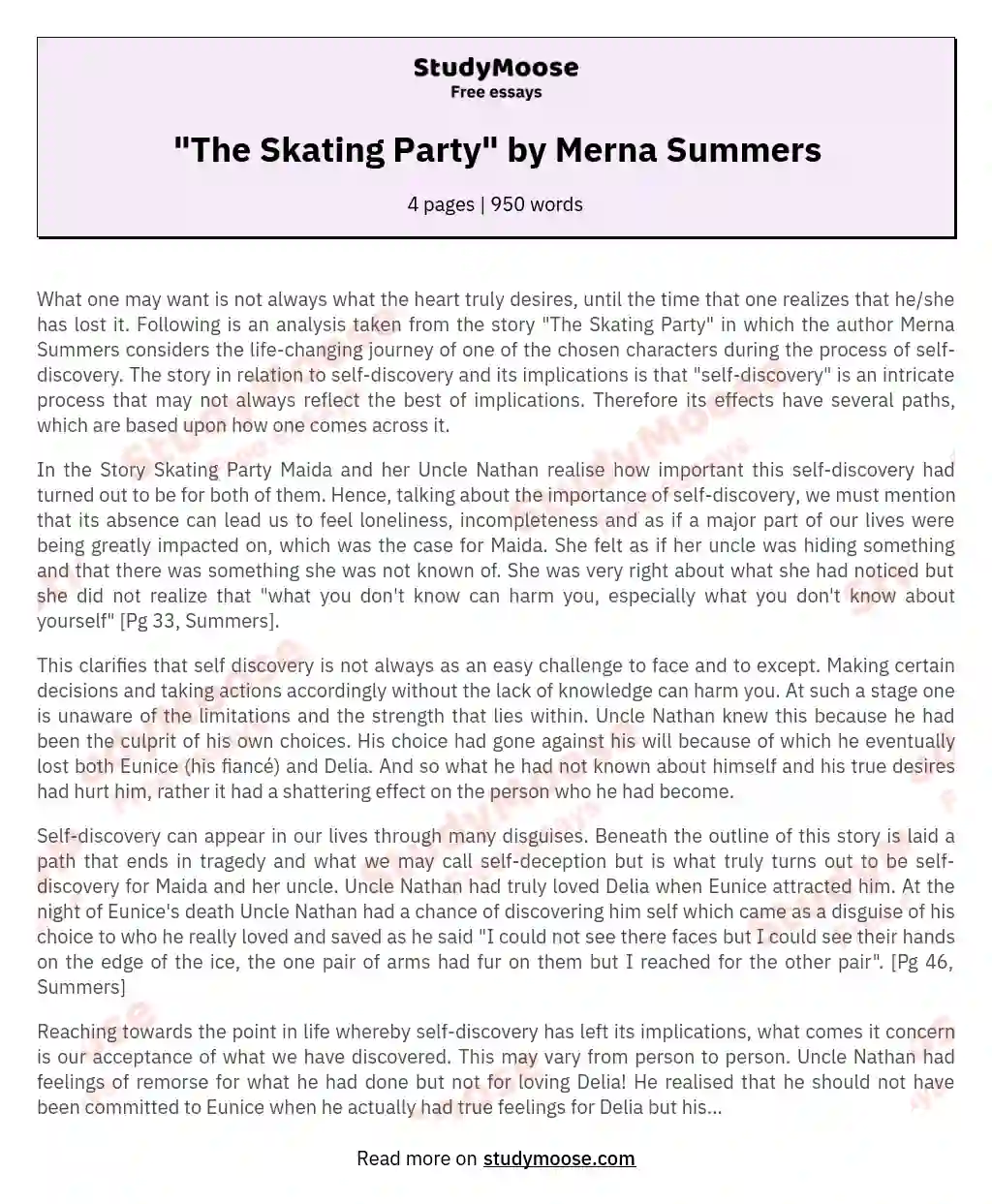 "The Skating Party" by Merna Summers essay
