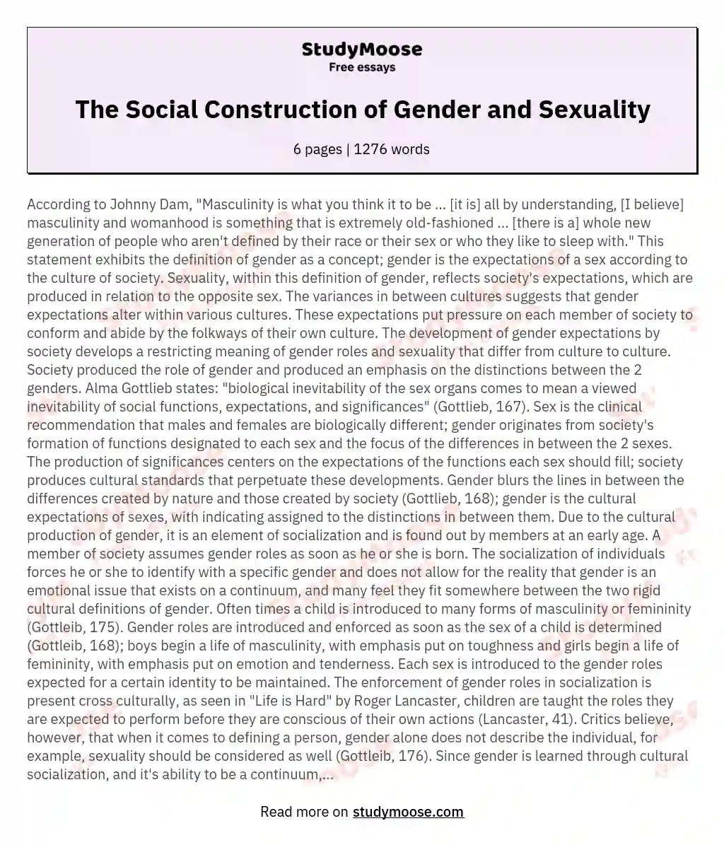 The Social Construction of Gender and Sexuality