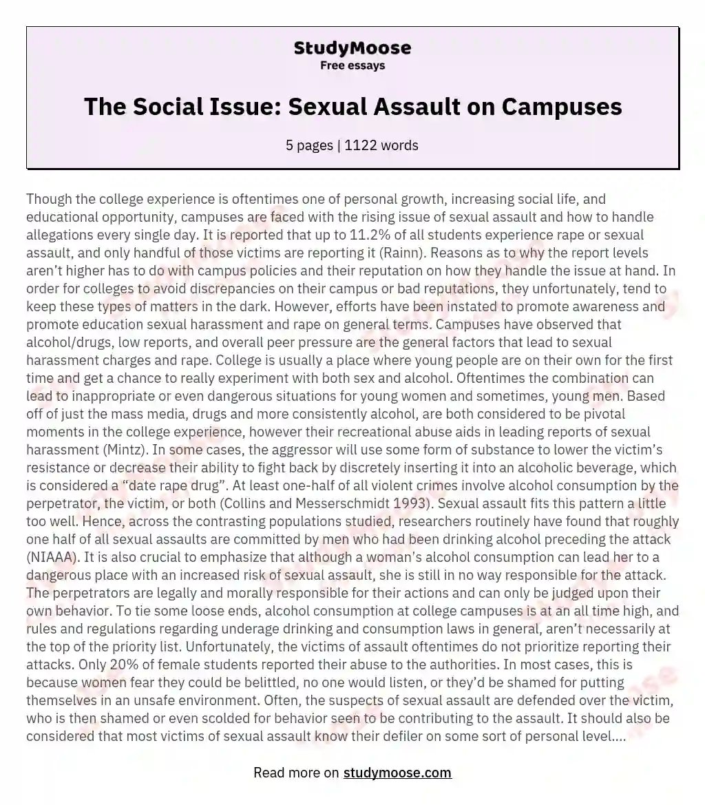 The Social Issue: Sexual Assault on Campuses