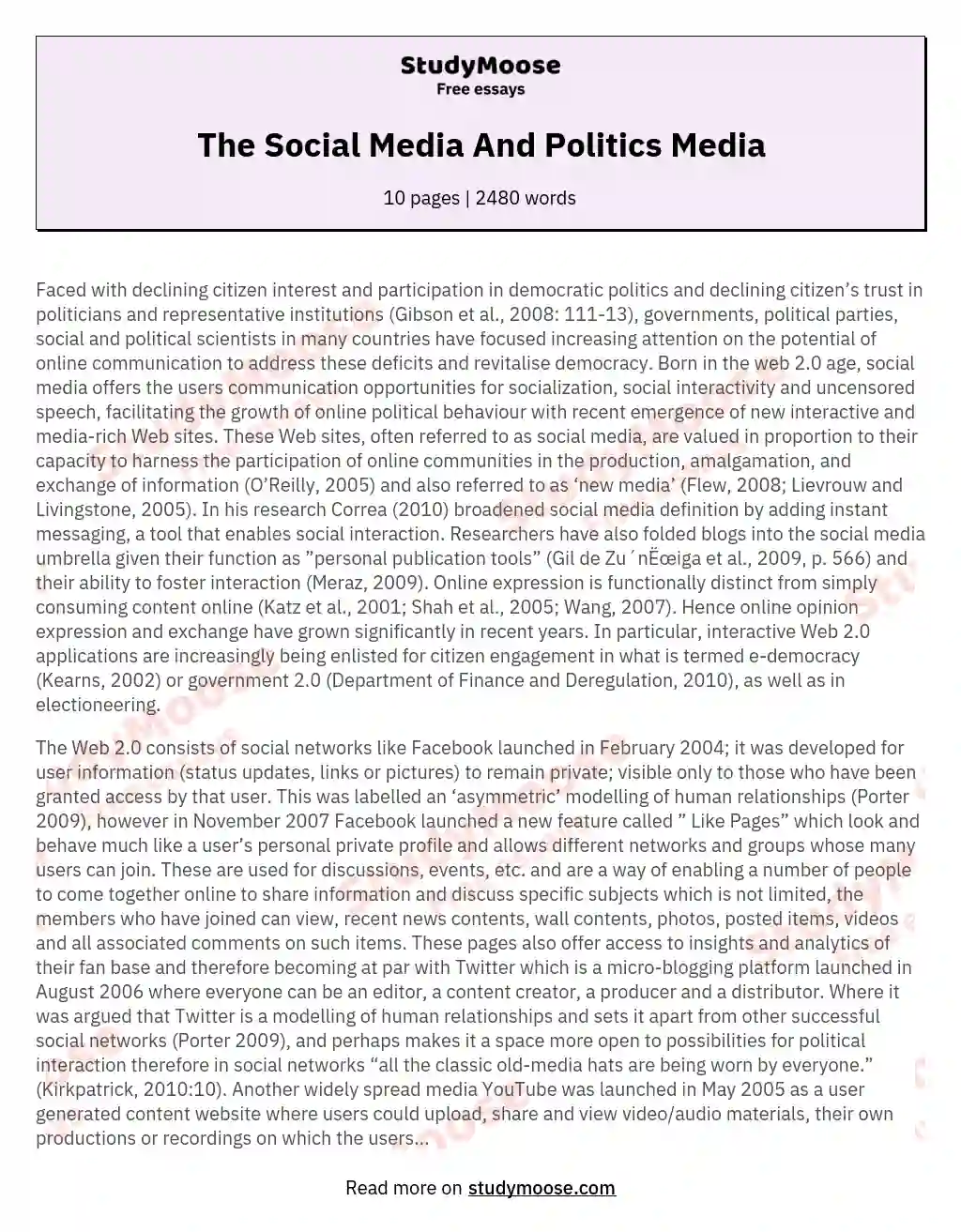 The Social Media And Politics Media