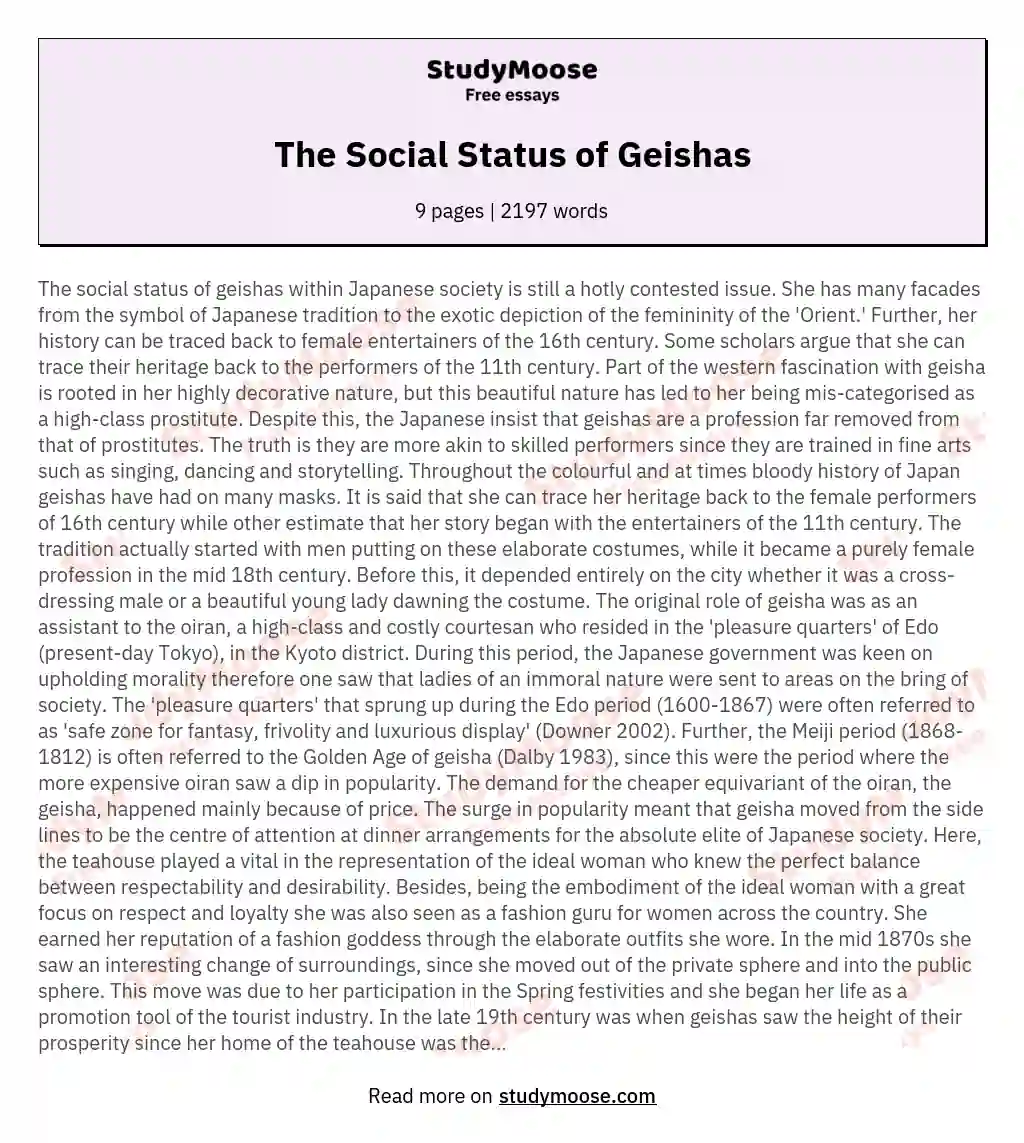 The Social Status of Geishas