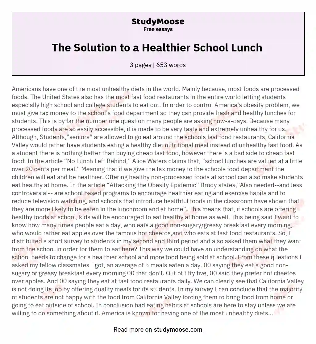 The Solution to a Healthier School Lunch 