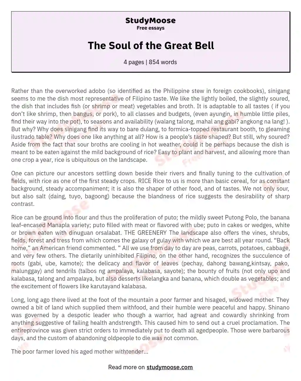 The Soul of the Great Bell essay