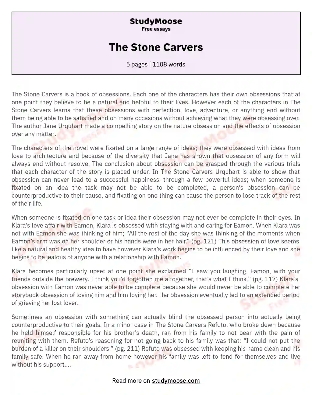 The Stone Carvers essay