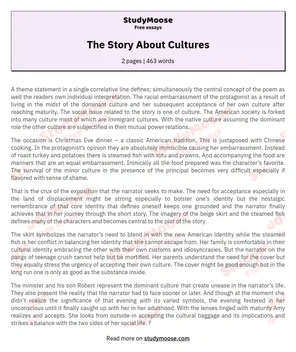 The Story About Cultures essay