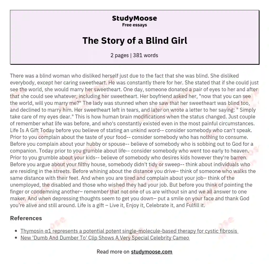 The Story of a Blind Girl essay