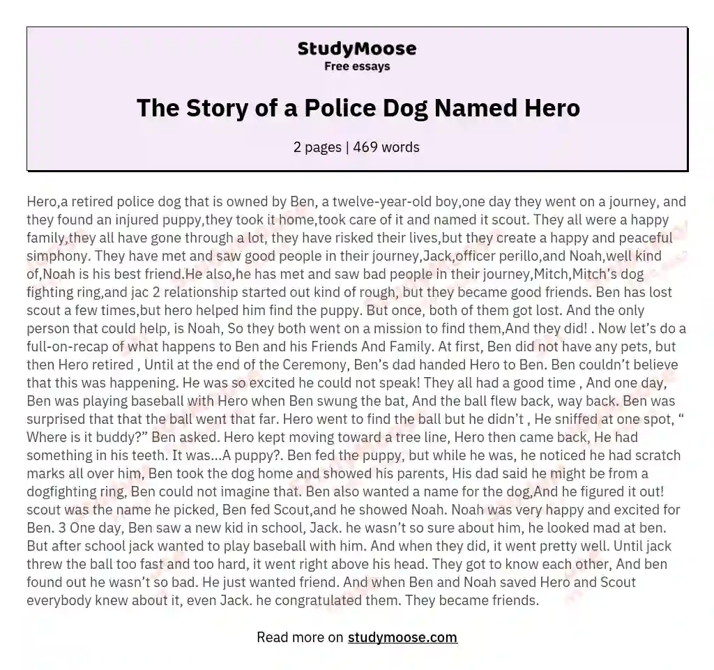The Story of a Police Dog Named Hero essay