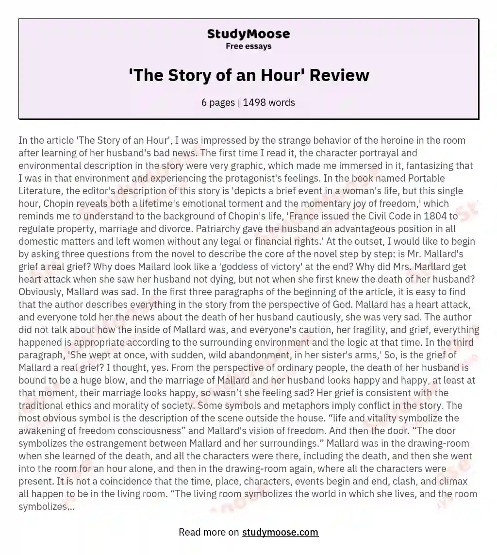 the story of an hour review