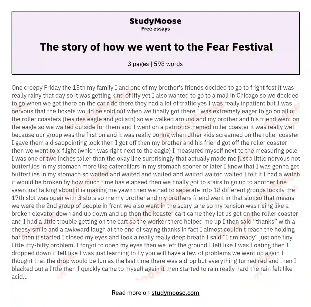 The story of how we went to the Fear Festival essay