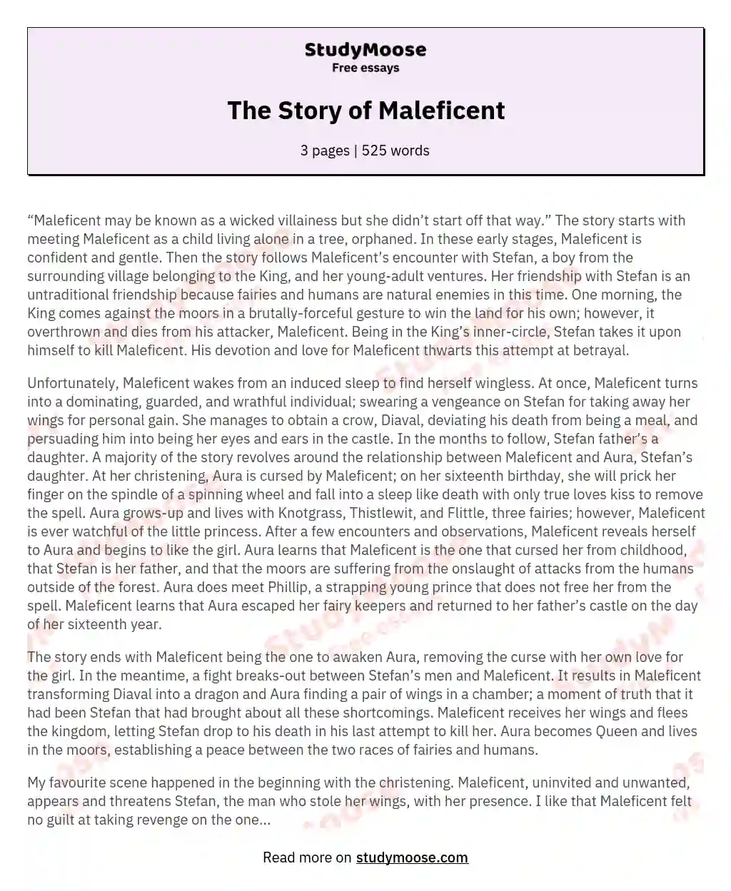 The Story of Maleficent essay