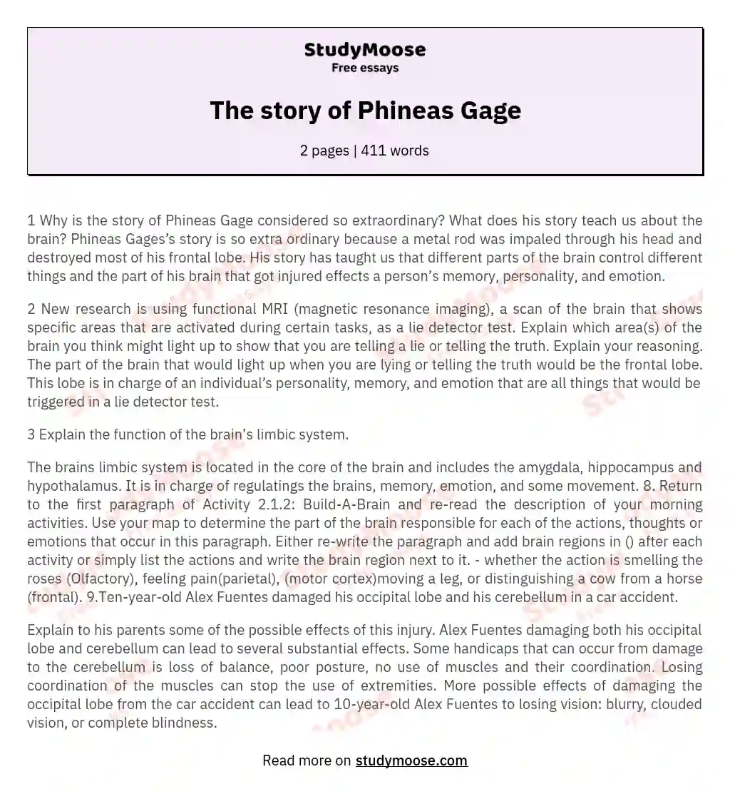 The story of Phineas Gage
