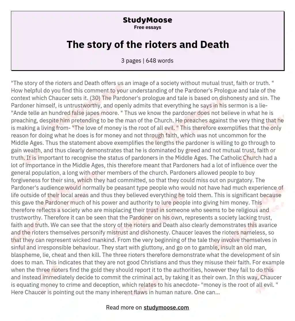 The story of the rioters and Death
