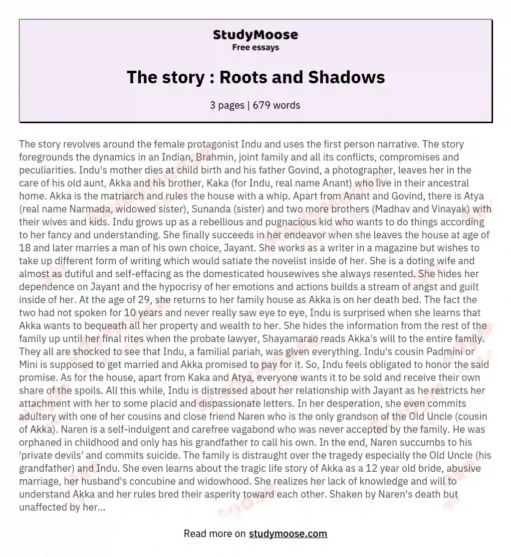 The story : Roots and Shadows essay