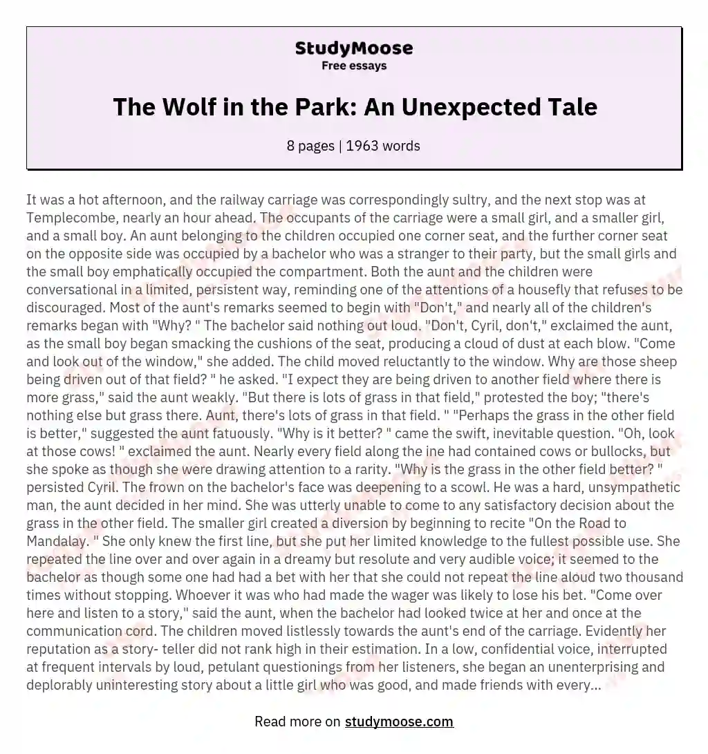 The Wolf in the Park: An Unexpected Tale essay