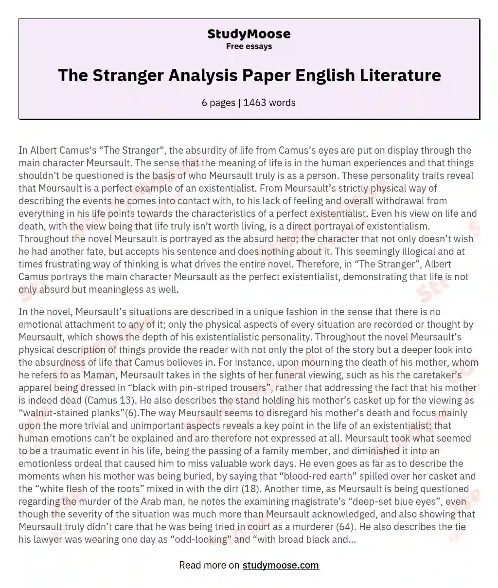 essay on stranger in english