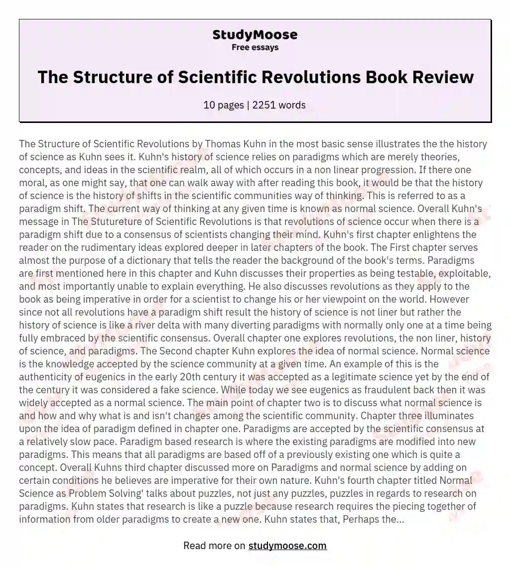 The Structure of Scientific Revolutions Book Review essay