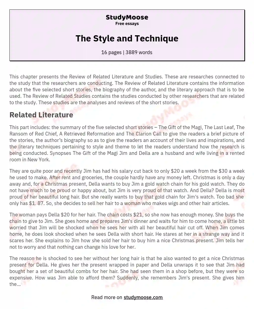 The Style and Technique essay